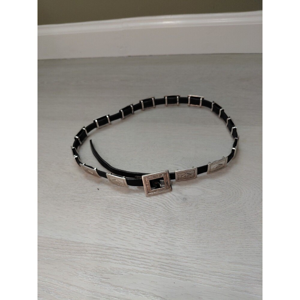 Tony lama belt C60264 Made In Usa womens size 28 Black Leather silver details - Picture 9 of 10